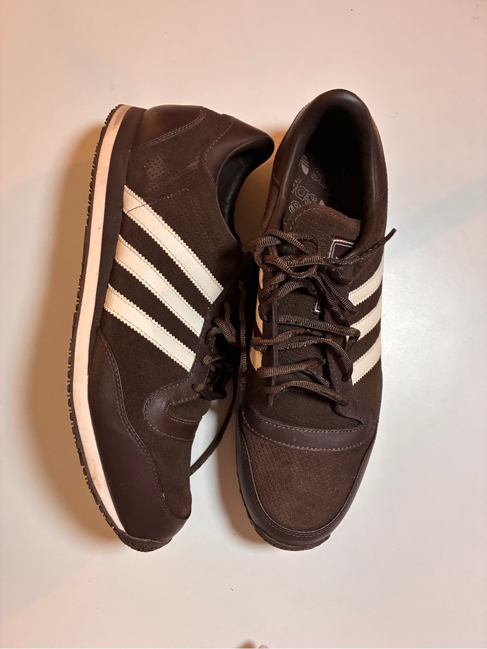 adidas Men’s Brown Sneakers with White Stripes